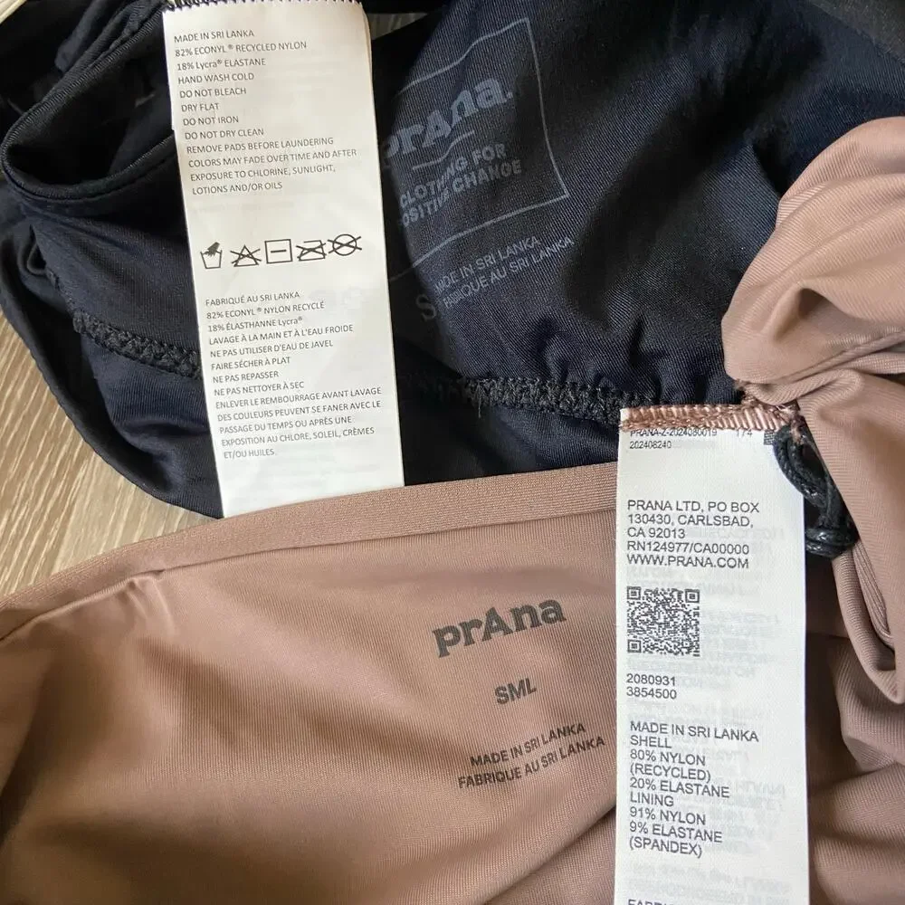 Prana Mallorca Swim Top & Lahari High Rise Bottom Size S Black Brown Bikini Set